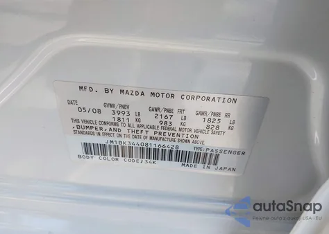 2008 Mazda Mazda3 S Sport из США, поврежденный, VIN JM1BK344081166428